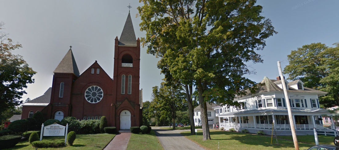 Street view of Old South Church and Holman Parish House.